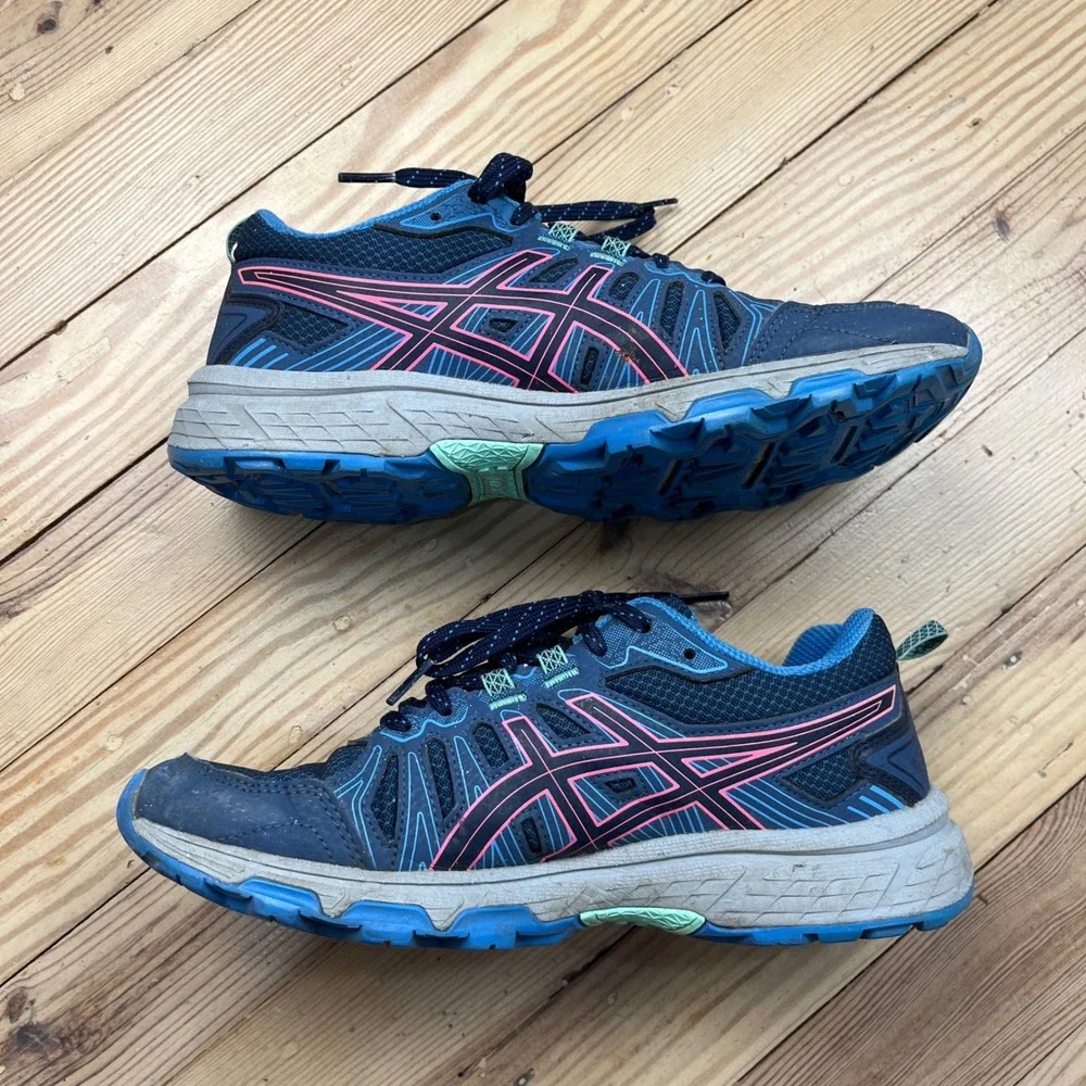 ASICS Gel-Venture 7 Womens Trail Running Shoes Navy Pink hiking casual Size 7